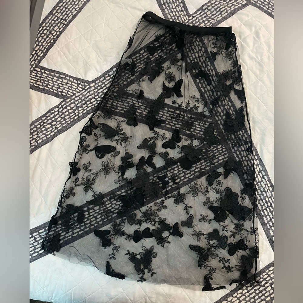 Sheer butterfly maxi skirt